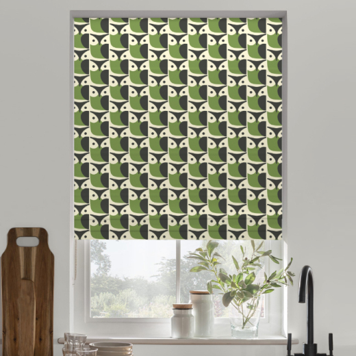 Made To Measure Roman Blind Orla Kiely Owl Chalky Green