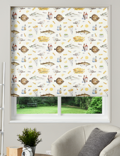 Made To Measure Roman Blind Chip Shop Cream