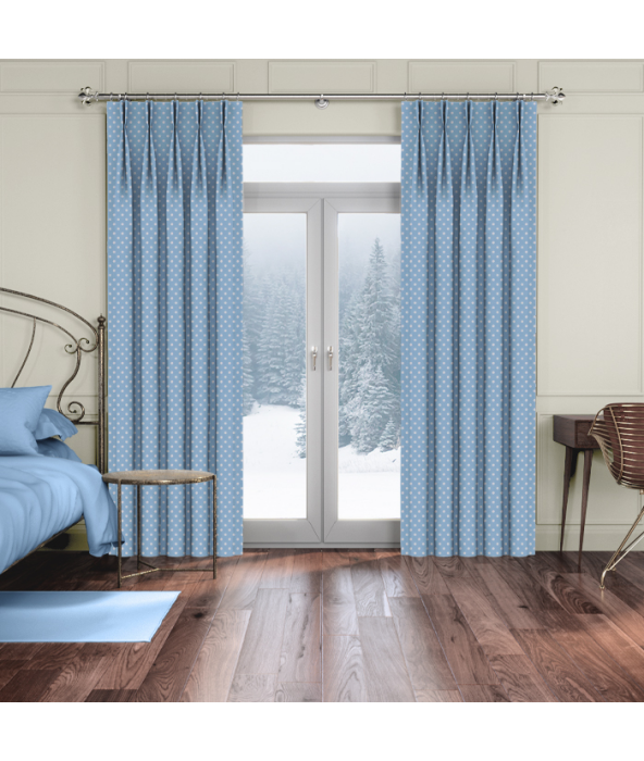 Curtains in Button Spot Blue