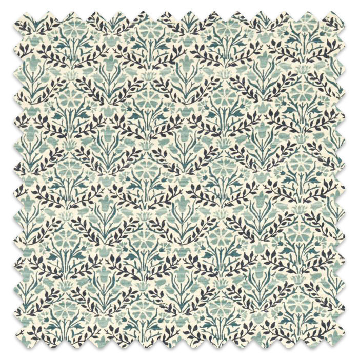 Swatch of Bellflowers Indigo/Seagreen