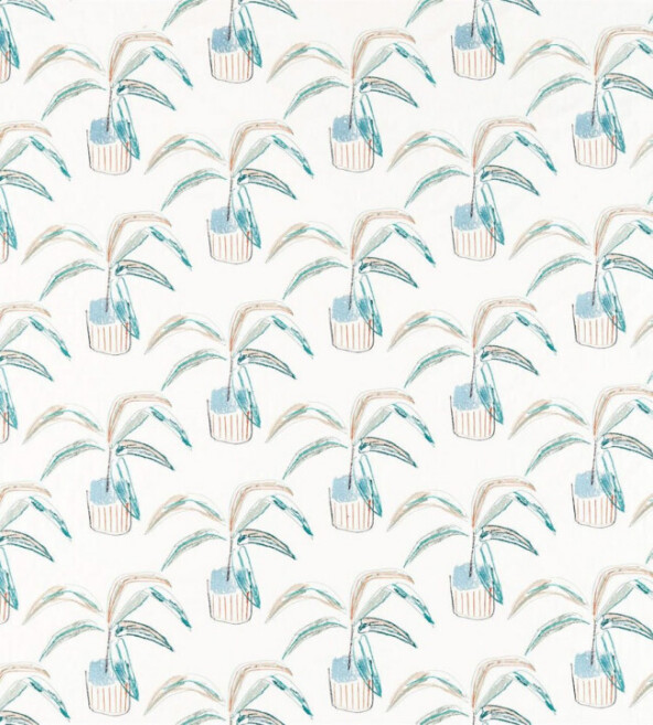 Crassula Marine Tangerine Mint Fabric by Scion