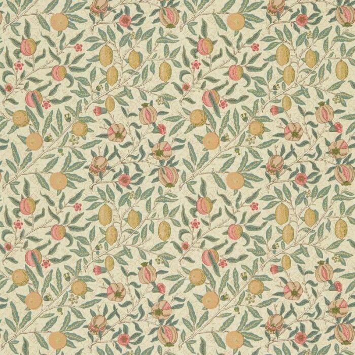 Fruit Cream/Teal Fabric by Morris & Co
