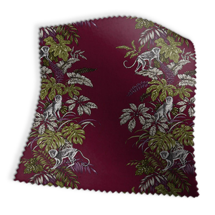 Made To Measure Roman Blinds Monkeying Around Cranberry Swatch