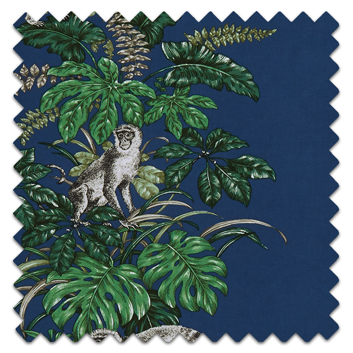Roman Blinds Monkeying Around Marine Fabric Sample