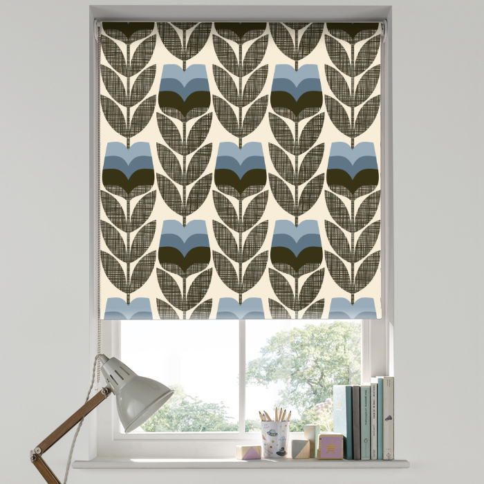 Rose Bud Powder Blue Blackout Roller Blind