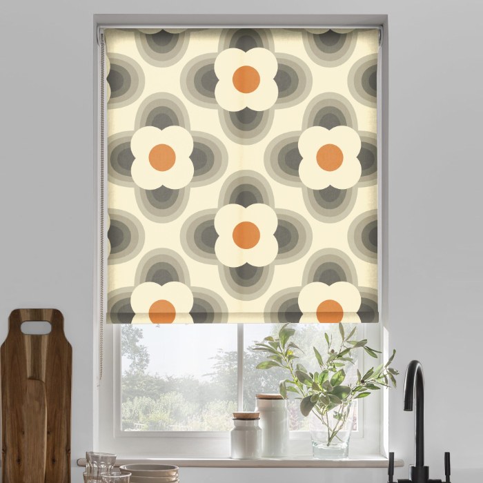 Eve Electric Roller Blind in Striped Petal Orange