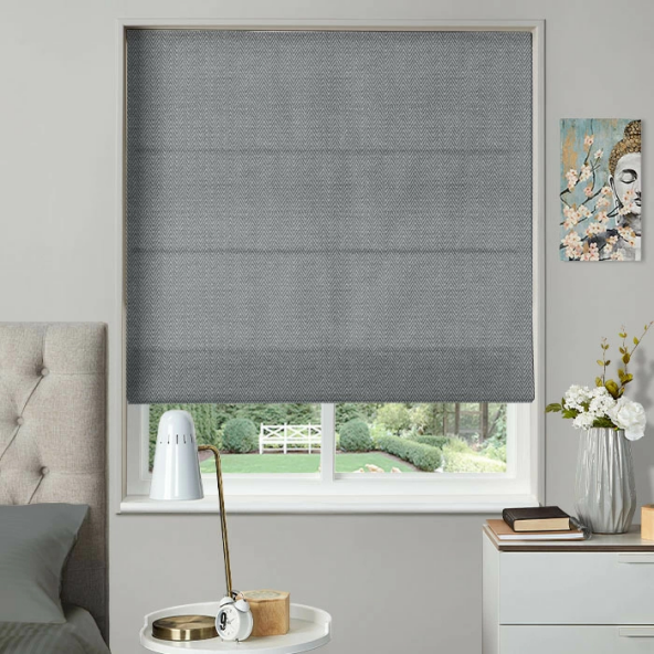 Electric Roman Blind in Summit Navy