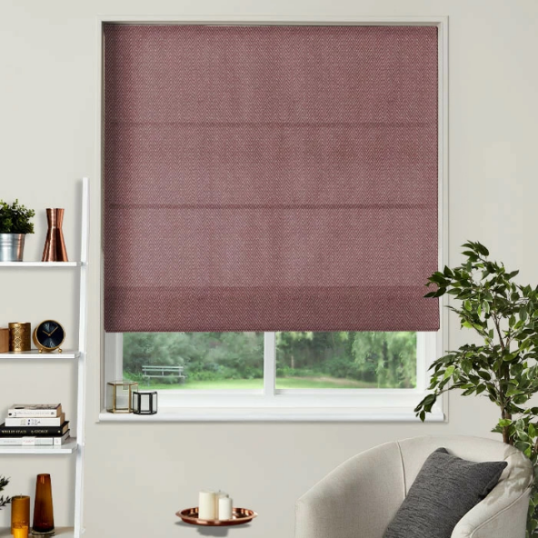 Electric Roman Blind in Summit Ruby
