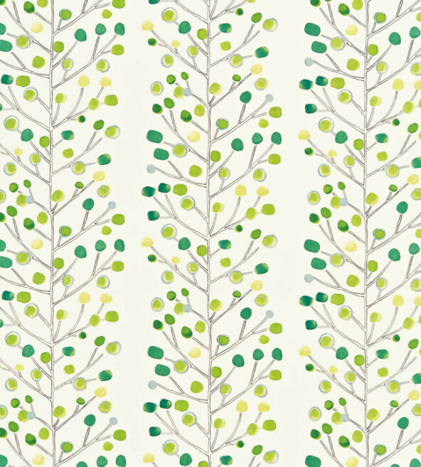 Berry Tree Emerald Lime Chalk Fabric by Scion