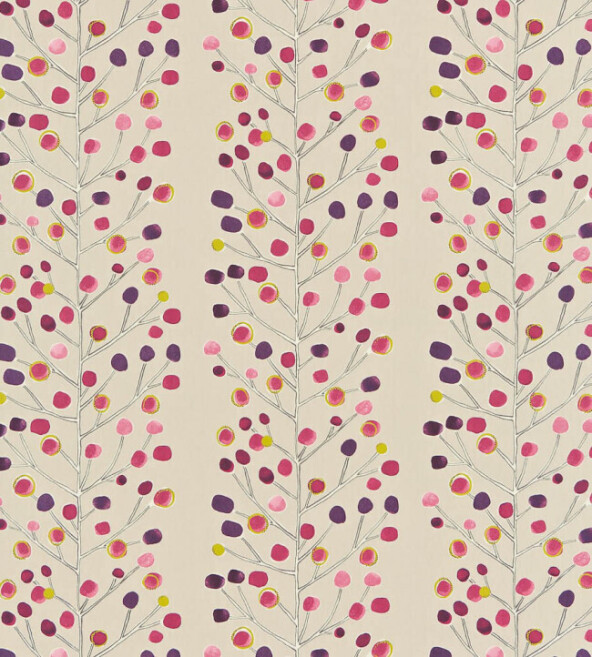 Berry Tree Mink Plum Berry Lime Fabric by Scion