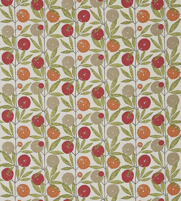 Blomma Tangerine Chilli Citrus Fabric by Scion