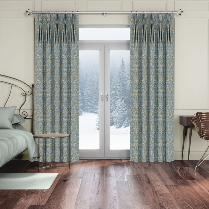 Curtains in Snakeshead Denim by William Morris