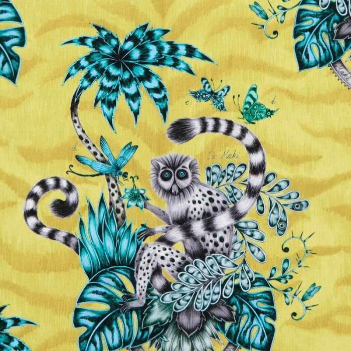 Made To Measure Curtains Lemur Lime Flat Image