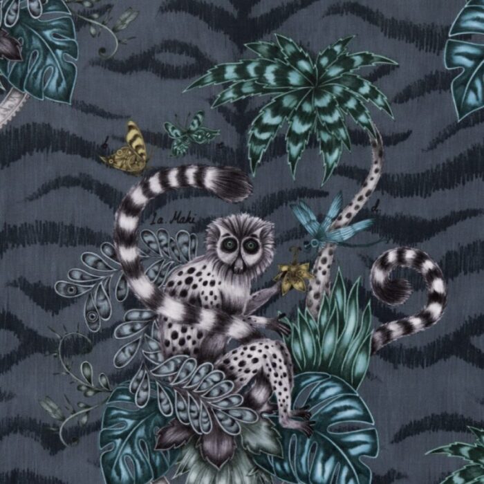 Made To Measure Curtains Lemur Navy Velvet Flat Image