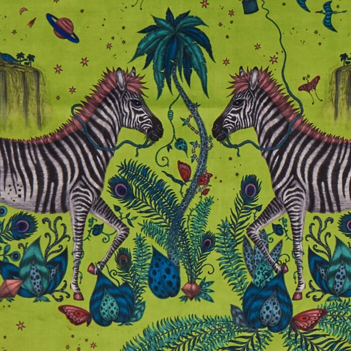 Made To Measure Curtains Lost World Lime Velvet