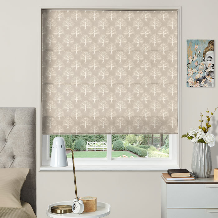 Electric Roman Blind in Great Oak Oatmeal