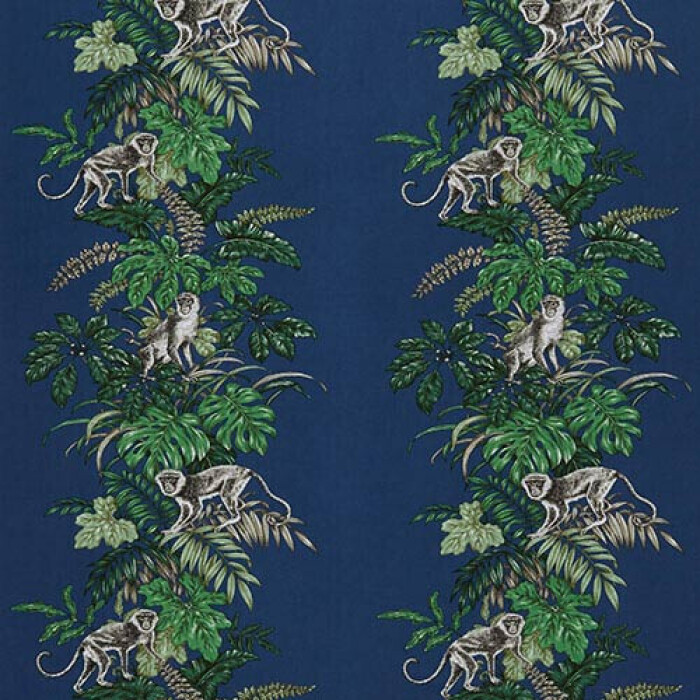 Made To Measure Curtains Monkeying Around Marine Flat Image