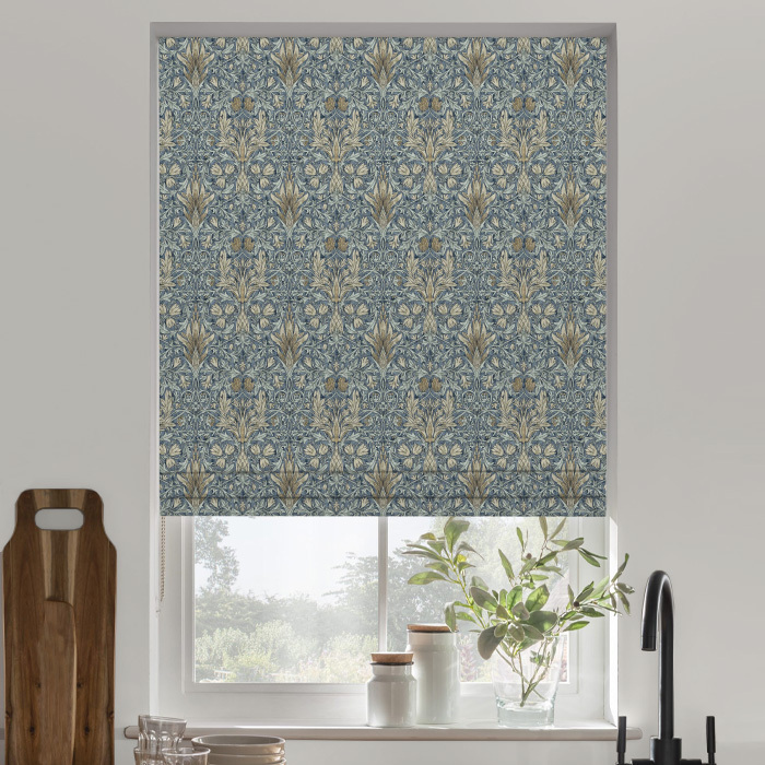 Roman Blind in Snakeshead Denim by William Morris