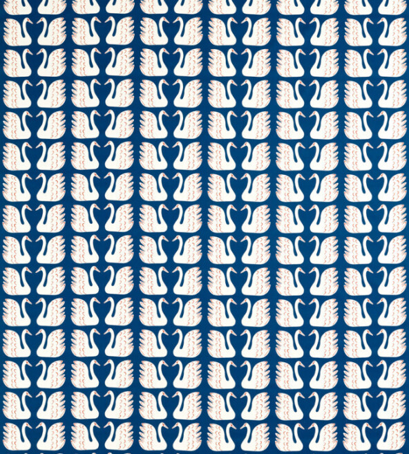 Swim Swam Swan Denim Fabric by Scion