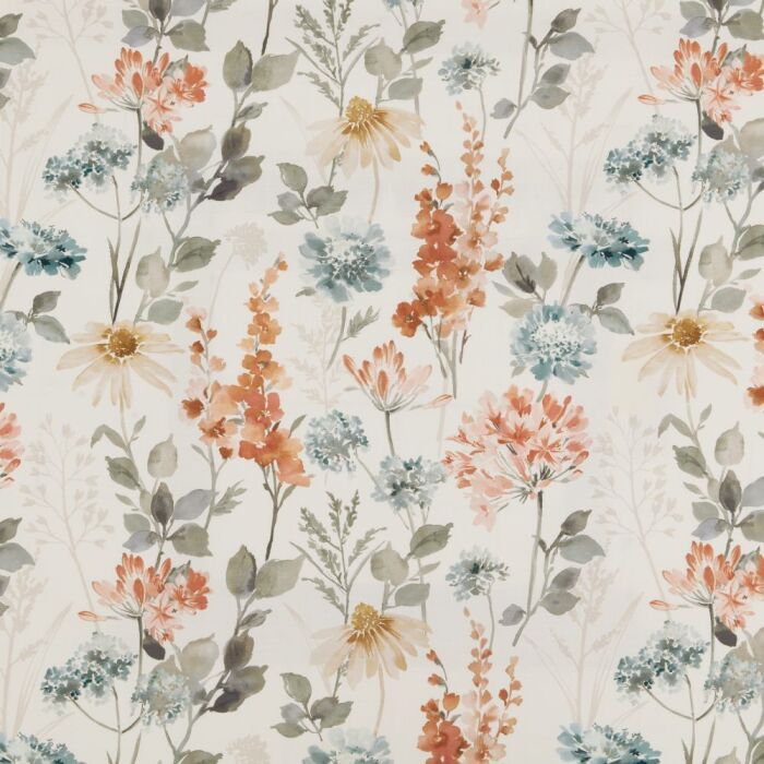 Wild Garden Cotton Coral Fabric by iLiv