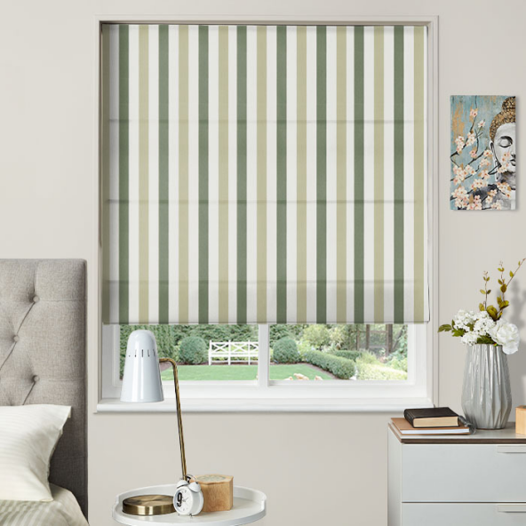 Electric Roman Blind in Lowell Olive