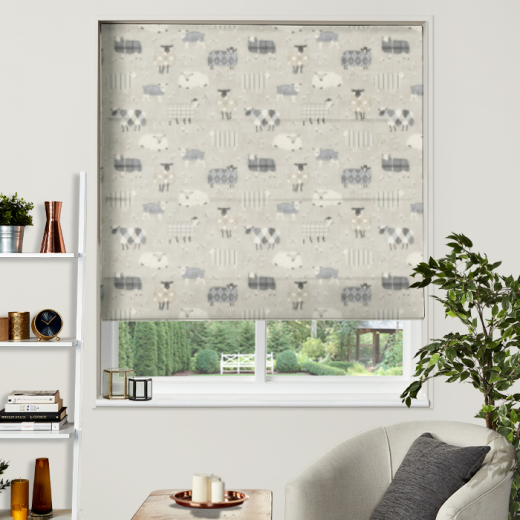 Roman Blinds Baa Baa Charcoal