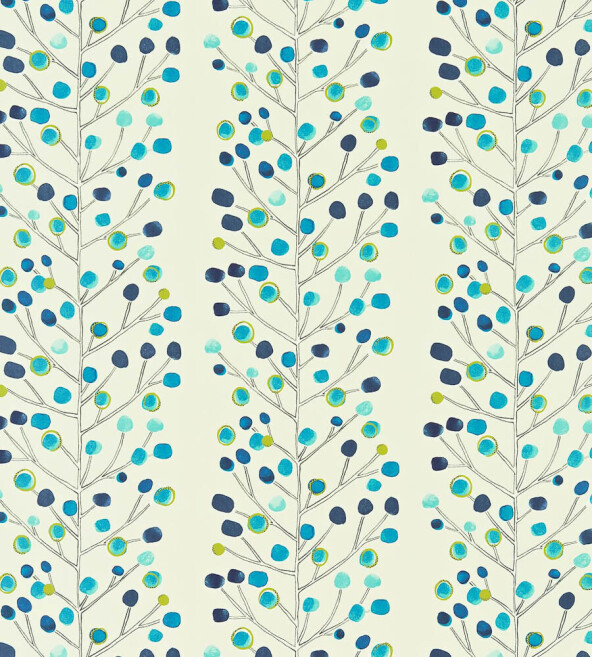 Berry Tree Peacock Powder Blue Lime Neutral Fabric by Scion