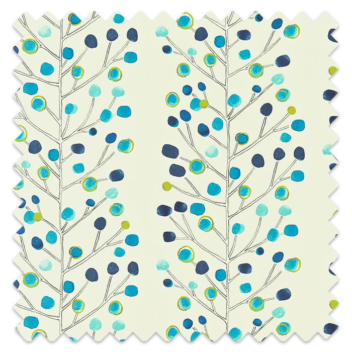 Swatch of Berry Tree Peacock Powder Blue Lime Neutral by Scion