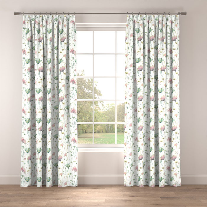 Curtains in Elmley Blush Seafoam by Belfield Home