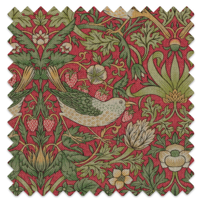 Swatch of Strawberry Thief Crimson by William Morris