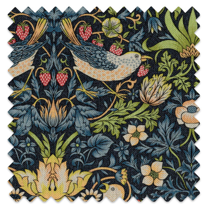 Swatch of Strawberry Thief Navy by William Morris