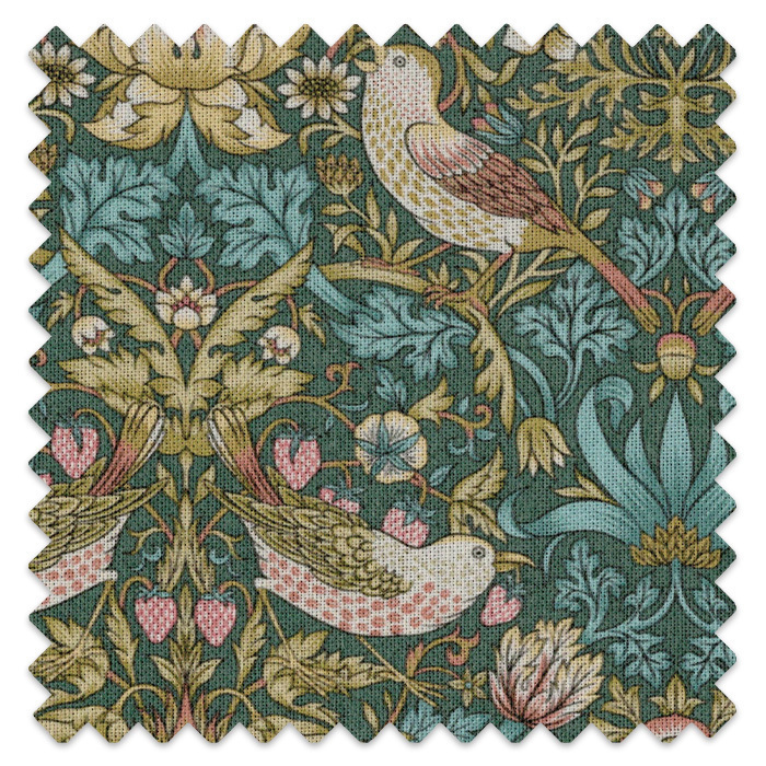 Swatch of Strawberry Thief Teal by William Morris