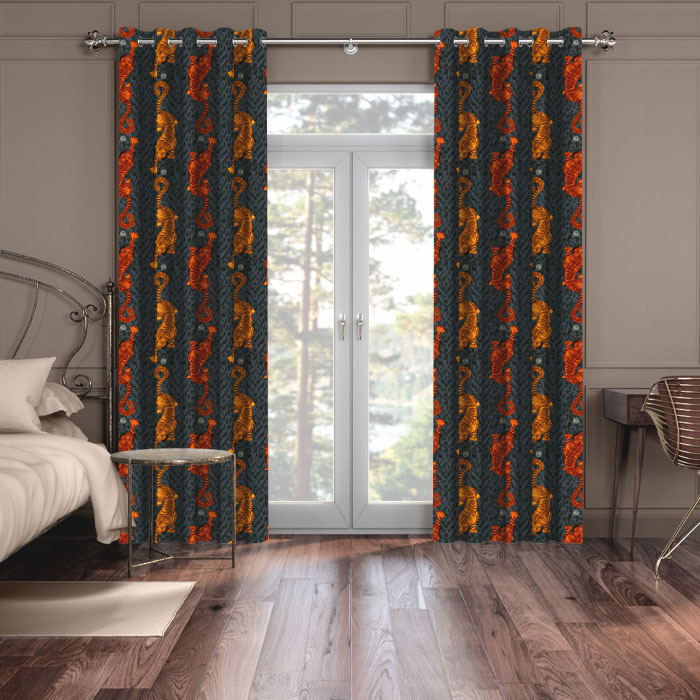 Curtains in Tigris Flame Velvet