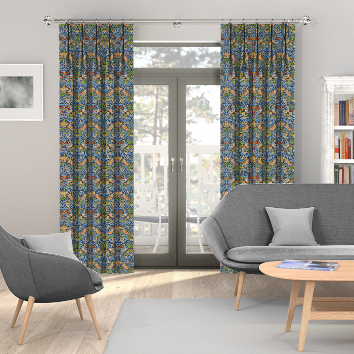 Made To Measure Curtain Strawberry Thief Tapestry Denim Blue