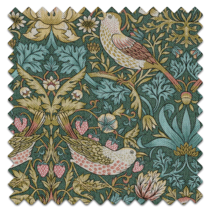 Swatch of Strawberry Thief Teal