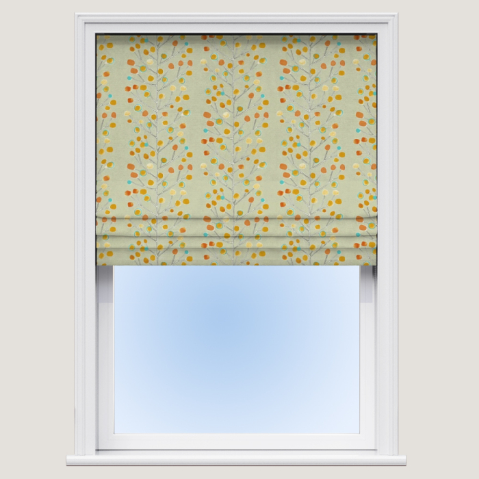 Berry Tree Netural Tangerine Powder Blue Lemon Roman Blind