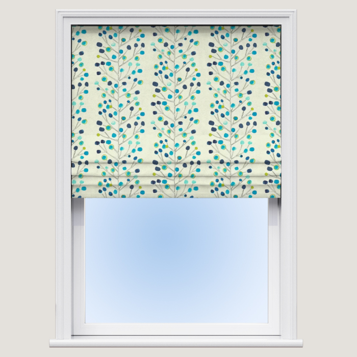 Berry Tree Peacock Powder Blue Lime Neutral Roman Blind