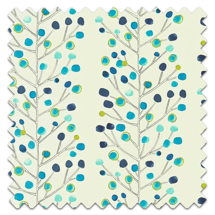 Swatch of Berry Tree Peacock Powder Blue Lime Neutral