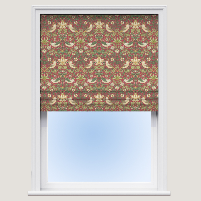 Strawberry Thief Crimson Roman Blind
