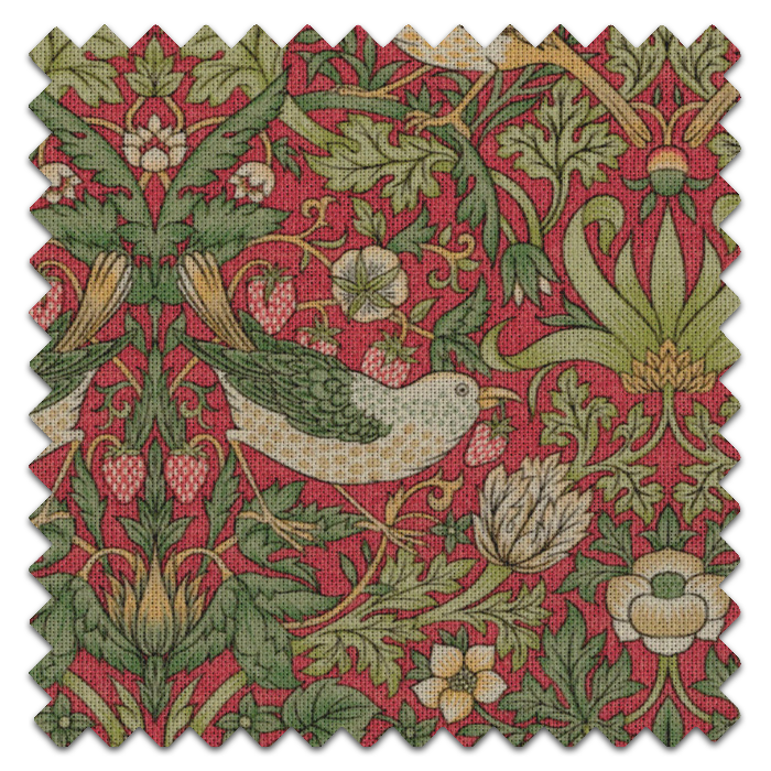 Swatch of Strawberry Thief Crimson