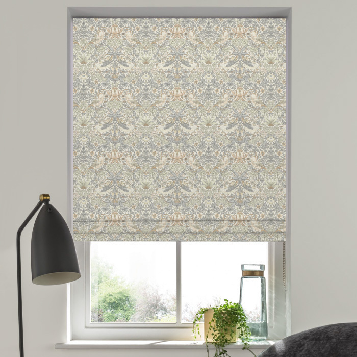 Roman Blind in Strawberry Thief Natural by William Morris