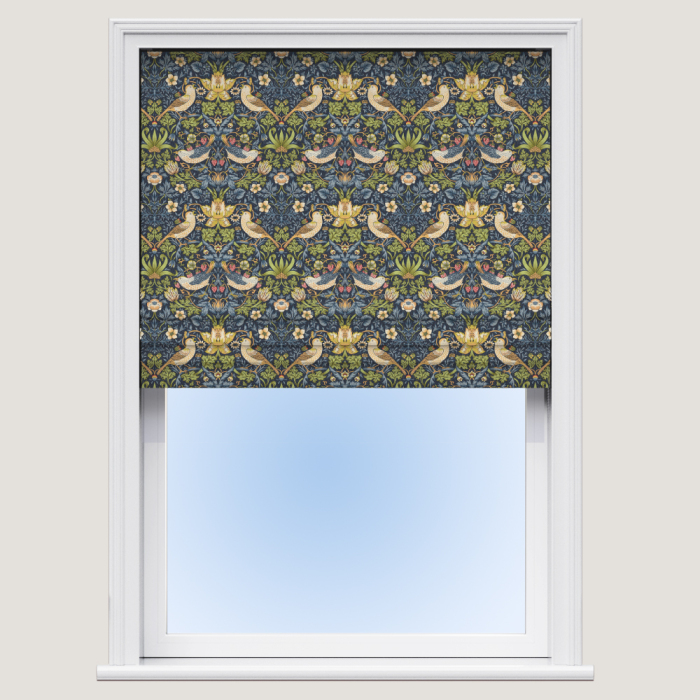 Strawberry Thief Navy Roman Blind