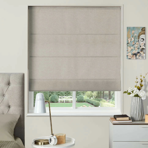 Electric Roman Blind in Summit Almond
