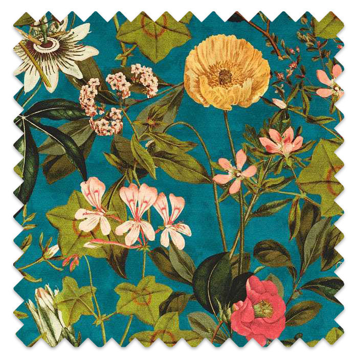 Swatch of Passiflora Outdoor Kingfisher by Clarke And Clarke