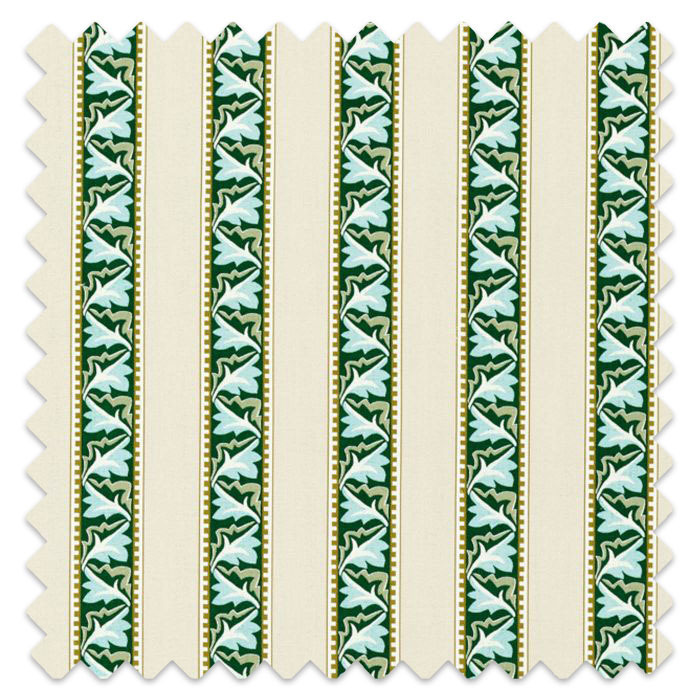 Swatch of Red Car Stripe Forest/Linen