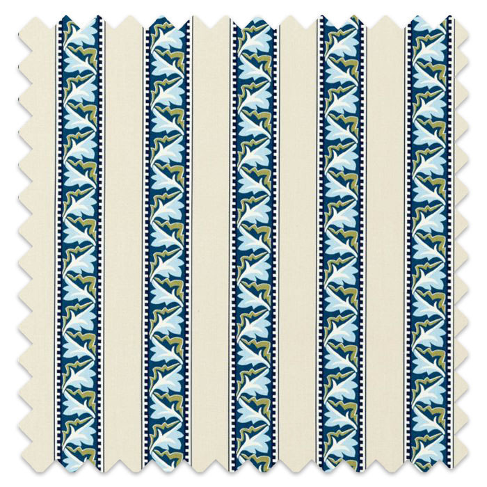 Swatch of Red Car Stripe Indigo/Linen