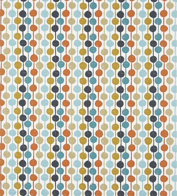 Taimi Sulphur Tangerine Kingfisher Fabric by Scion