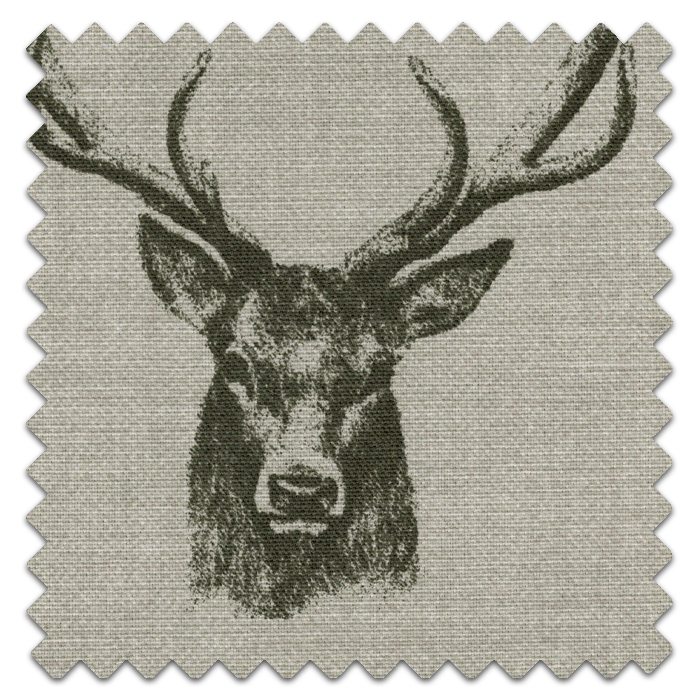 Swatch of Stags Charcoal Roman Blind