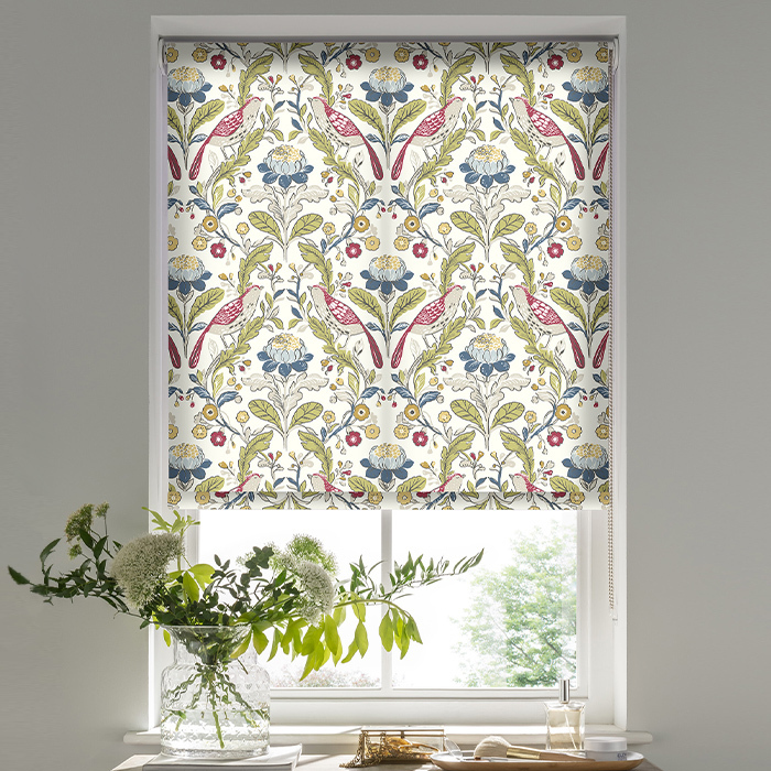 Orchard Birds Rouge Roller Blind