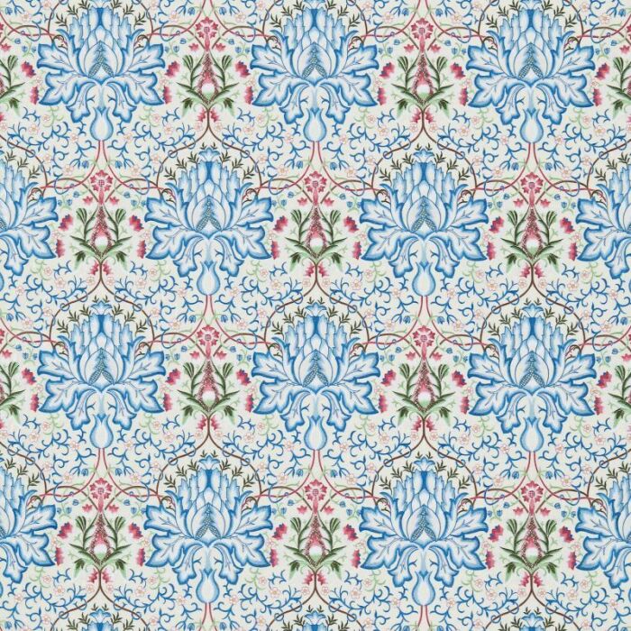 Artichoke Embroidery Peacock/Cream Fabric by Morris & Co